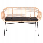 ΠΑΓΚΑΚΙ ΜΕ ΜΠΡΑΤΣΑ ALLEGRA HM6077 ΜΑΥΡΟ ΜΕΤΑΛΛΟ-ΜΠΕΖ ΣΥΝΘ.RATTAN 120x62x80Υεκ.