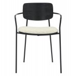 ΚΑΡΕΚΛΑ ΤΡΑΠΕΖΑΡΙΑΣ VIKKI HM9980.02 ΜΕΤΑΛΛΟ & ΞΥΛΟ ΜΑΥΡΟ-ΕΚΡΟΥ ΥΦΑΣΜΑ 54x54x75,5Υεκ.