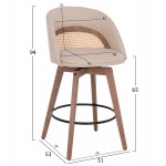 ΣΚΑΜΠΟ ΜΠΑΡ ΠΕΡΙΣΤΡΕΦΟΜΕΝΟ RIKI HM18253.01 ΞΥΛΟ--ΜΠΕΖ ΥΦΑΣΜΑ 51x53x94Υεκ.