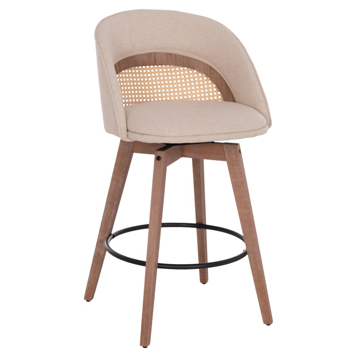 ΣΚΑΜΠΟ ΜΠΑΡ ΠΕΡΙΣΤΡΕΦΟΜΕΝΟ RIKI HM18253.01 ΞΥΛΟ--ΜΠΕΖ ΥΦΑΣΜΑ 51x53x94Υεκ.