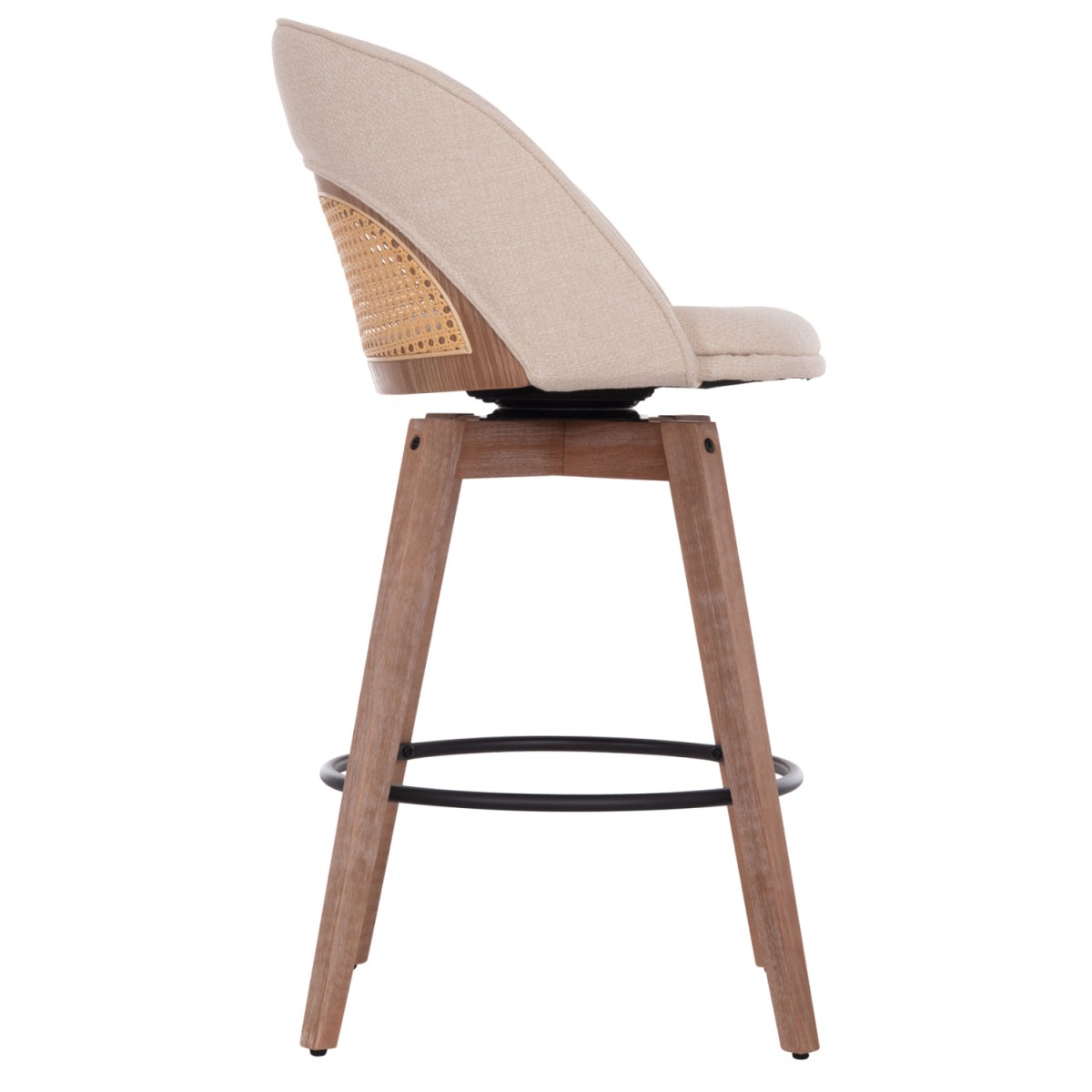 ΣΚΑΜΠΟ ΜΠΑΡ ΠΕΡΙΣΤΡΕΦΟΜΕΝΟ RIKI HM18253.01 ΞΥΛΟ--ΜΠΕΖ ΥΦΑΣΜΑ 51x53x94Υεκ.