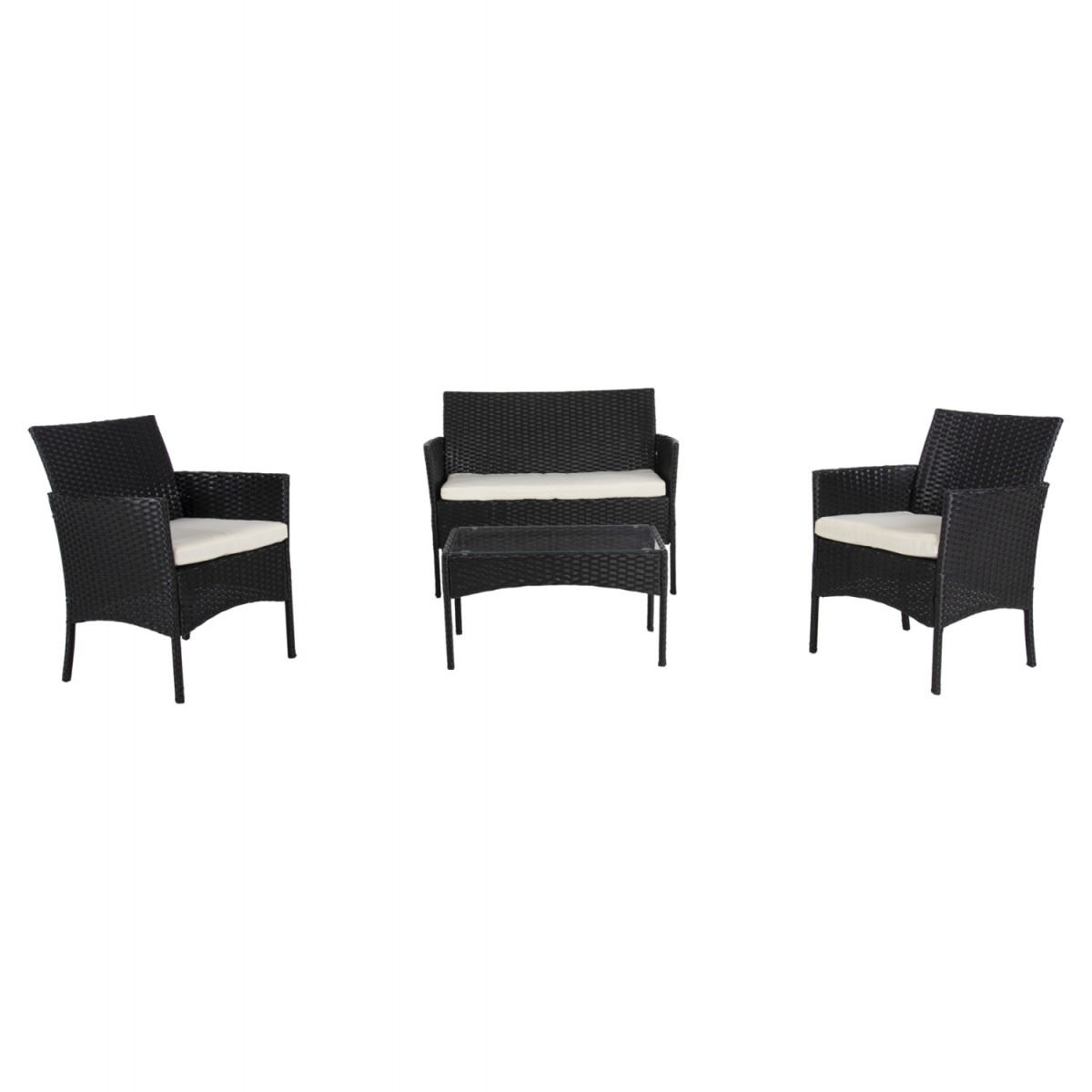 ΣΕΤ ΣΑΛΟΝΙ 4ΤΜΧ STASIA HM6089.04 ΣΥΝΘ.RATTAN ΜΑΥΡΟ-ΜΠΕΖ ΜΑΞΙΛΑΡΙΑ