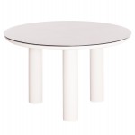 ΤΡΑΠΕΖΙ ΑΛΟΥΜΙΝΙΟΥ DOSUN HM6201.02 ΚΡΕΜ ΣΚΕΛΕΤΟΣ-3D PRINT ΓΥΑΛΙ-ΚΕΡΑΜΙΚΟ LOOK Φ120εκ