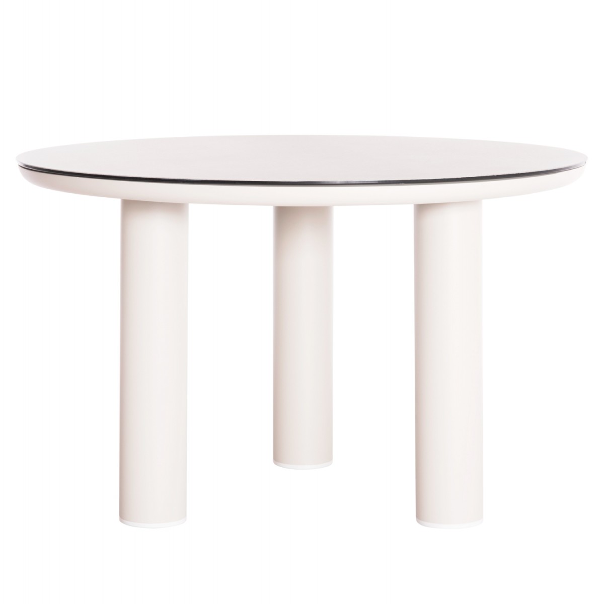 ΤΡΑΠΕΖΙ ΑΛΟΥΜΙΝΙΟΥ DOSUN HM6201.02 ΚΡΕΜ ΣΚΕΛΕΤΟΣ-3D PRINT ΓΥΑΛΙ-ΚΕΡΑΜΙΚΟ LOOK Φ120εκ