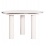 ΤΡΑΠΕΖΙ ΑΛΟΥΜΙΝΙΟΥ DOSUN HM6201.02 ΚΡΕΜ ΣΚΕΛΕΤΟΣ-3D PRINT ΓΥΑΛΙ-ΚΕΡΑΜΙΚΟ LOOK Φ120εκ