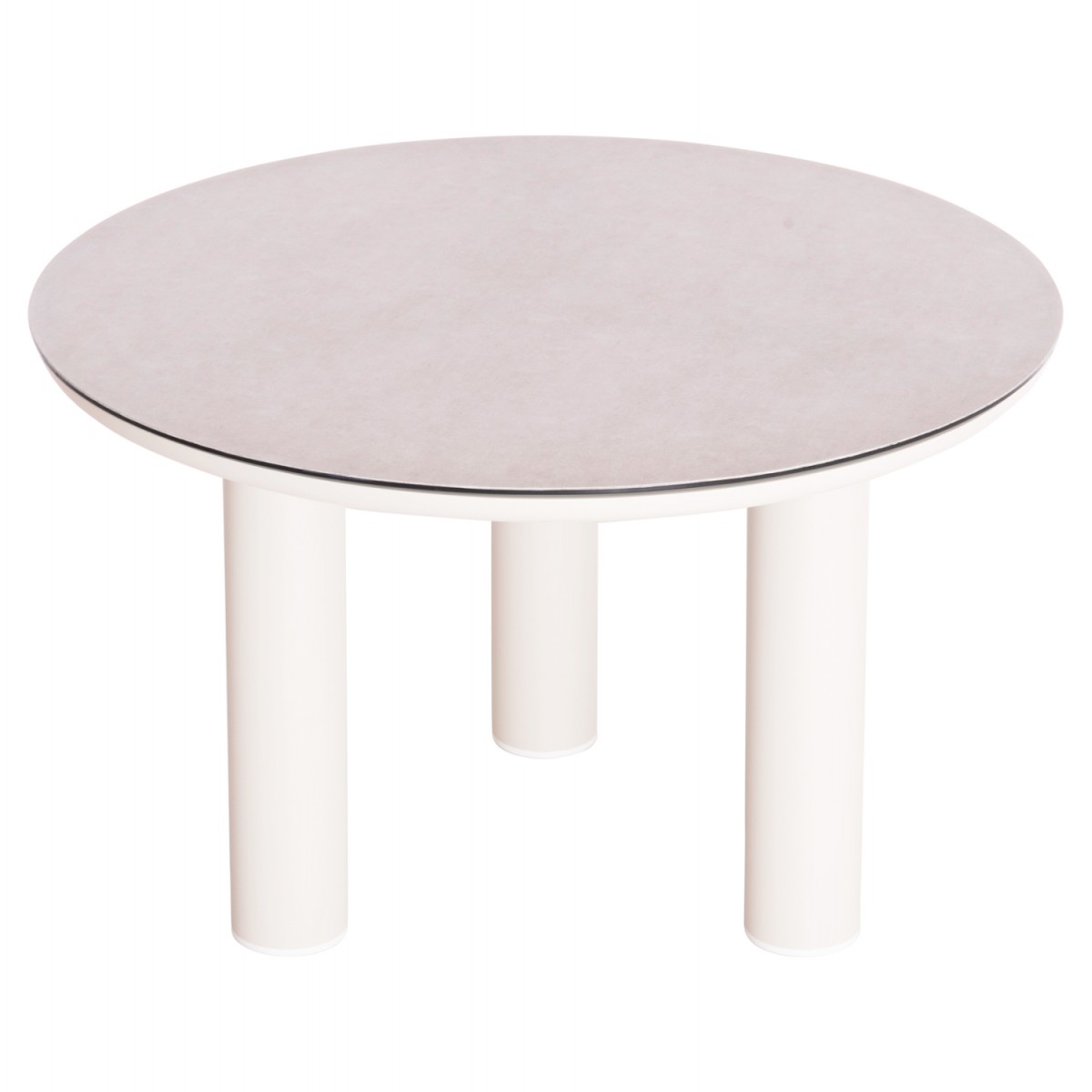 ΤΡΑΠΕΖΙ ΑΛΟΥΜΙΝΙΟΥ DOSUN HM6201.02 ΚΡΕΜ ΣΚΕΛΕΤΟΣ-3D PRINT ΓΥΑΛΙ-ΚΕΡΑΜΙΚΟ LOOK Φ120εκ