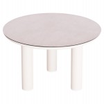 ΤΡΑΠΕΖΙ ΑΛΟΥΜΙΝΙΟΥ DOSUN HM6201.02 ΚΡΕΜ ΣΚΕΛΕΤΟΣ-3D PRINT ΓΥΑΛΙ-ΚΕΡΑΜΙΚΟ LOOK Φ120εκ