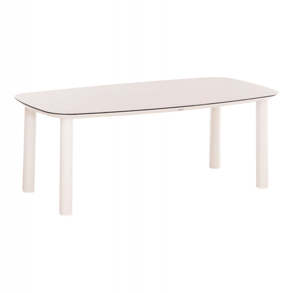 ΤΡΑΠΕΖΙ DOSUN HM6202.02 ΚΡΕΜ ΑΛΟΥΜΙΝΙΟ-3D PRINT ΓΥΑΛΙ ΚΕΡΑΜΙΚΟ LOOK 220x100x75Υεκ