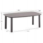 ΤΡΑΠΕΖΙ DOSUN HM6202.01 ΓΚΡΙ ΑΛΟΥΜΙΝΙΟ-3D PRINT ΓΥΑΛΙ-ΚΕΡΑΜΙΚΟ LOOK 220x100x75Υεκ