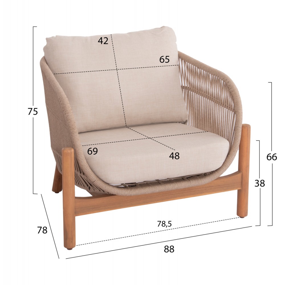 ΣΕΤ ΣΑΛΟΝΙ ΕΞ.ΧΩΡΟΥ 4ΤΜΧ SANJI HM6219 ΞΥΛΟ ΑΚΑΚΙΑΣ-ΑΛΟΥΜΙΝΙΟ-ΣΧΟΙΝΙ