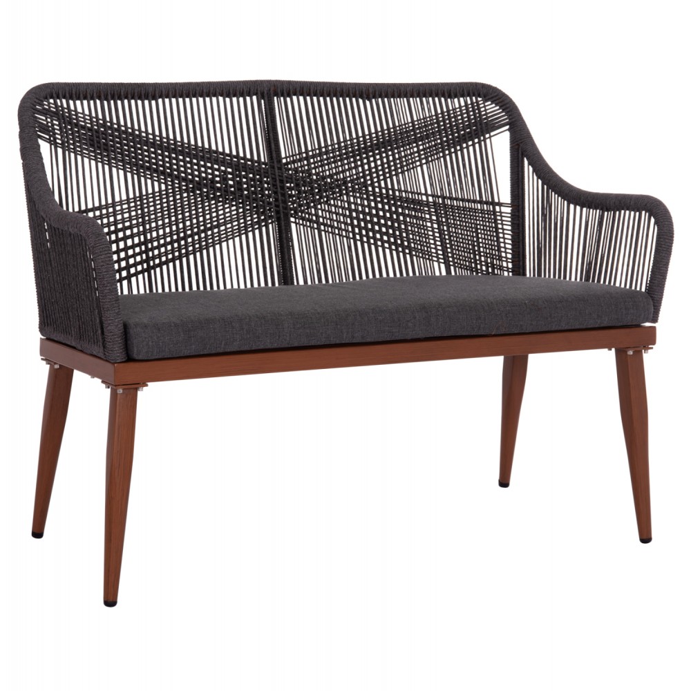 ΚΑΝΑΠΕΣ 2ΘΕΣΙΟΣ MYRTIA HM5550.11 AΛΟΥΜΙΝΙΟ ΚΑΦΕ--ΑΝΘΡΑΚΙ P.E. ΣΧΟΙΝΙ 123x61x90Υεκ