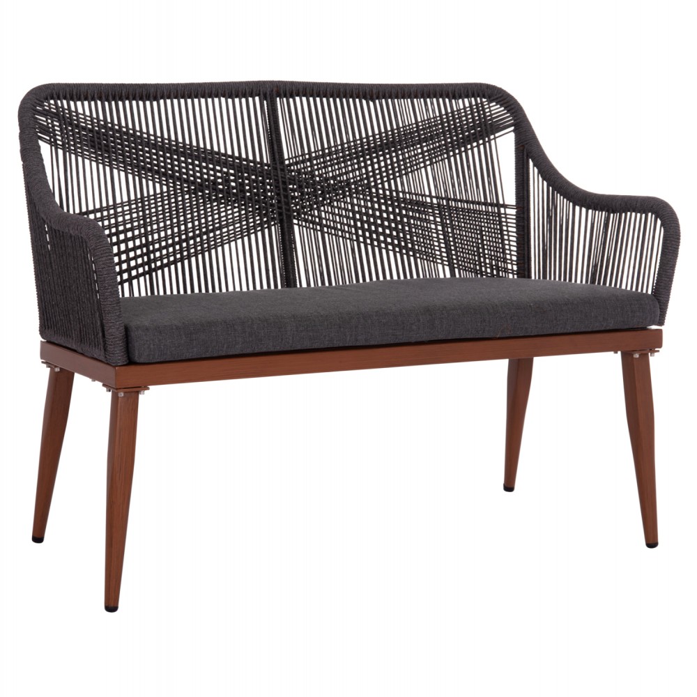 ΚΑΝΑΠΕΣ 2ΘΕΣΙΟΣ MYRTIA HM5550.11 AΛΟΥΜΙΝΙΟ ΚΑΦΕ--ΑΝΘΡΑΚΙ P.E. ΣΧΟΙΝΙ 123x61x90Υεκ