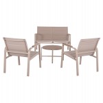 ΣΕΤ ΣΑΛΟΝΙ 4ΤΜΧ JULIETTE HM6280.04 ΚΑΠΟΥΤΣΙΝΟ ΑΛΟΥΜΙΝΙΟ-TEXTILENE--TEMPERED GLASS