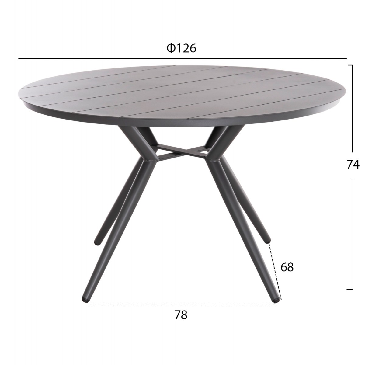 ΤΡΑΠΕΖΙ ΑΛΟΥΜΙΝΙΟΥ ΣΤΡΟΓΓΥΛΟ HIGER HM6290.01 ΓΚΡΙ Φ126x74Υεκ.