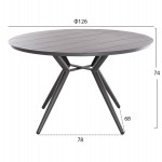 ΤΡΑΠΕΖΙ ΑΛΟΥΜΙΝΙΟΥ ΣΤΡΟΓΓΥΛΟ HIGER HM6290.01 ΓΚΡΙ Φ126x74Υεκ.