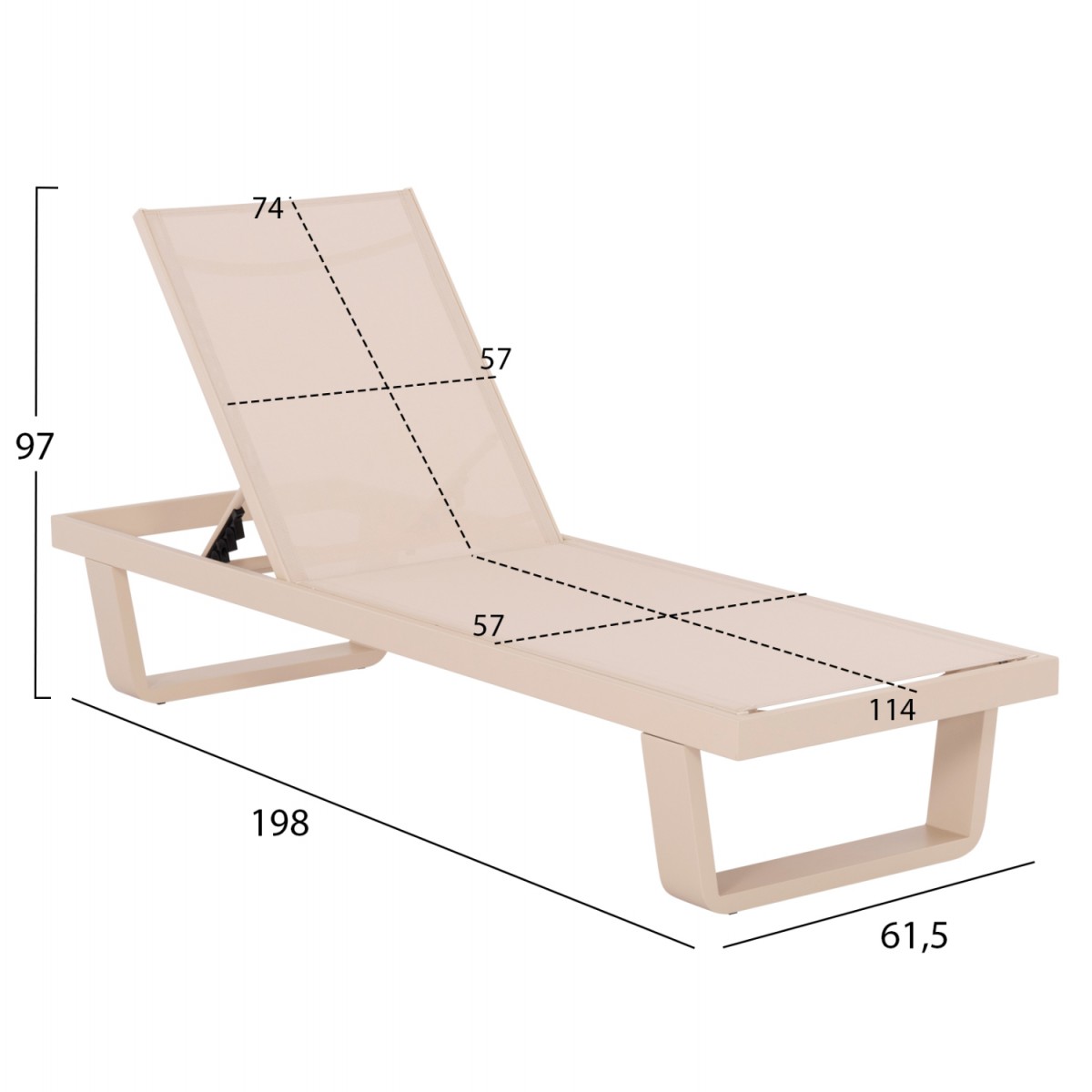 ΞΑΠΛΩΣΤΡΑ ΑΛΟΥΜΙΝΙΟΥ ΜΕ ΥΦΑΣΜΑ TESLIN RICKON HM6292.04 ΣΕ ΣΑΜΠΑΝΙ 198x61,5x97Υεκ.