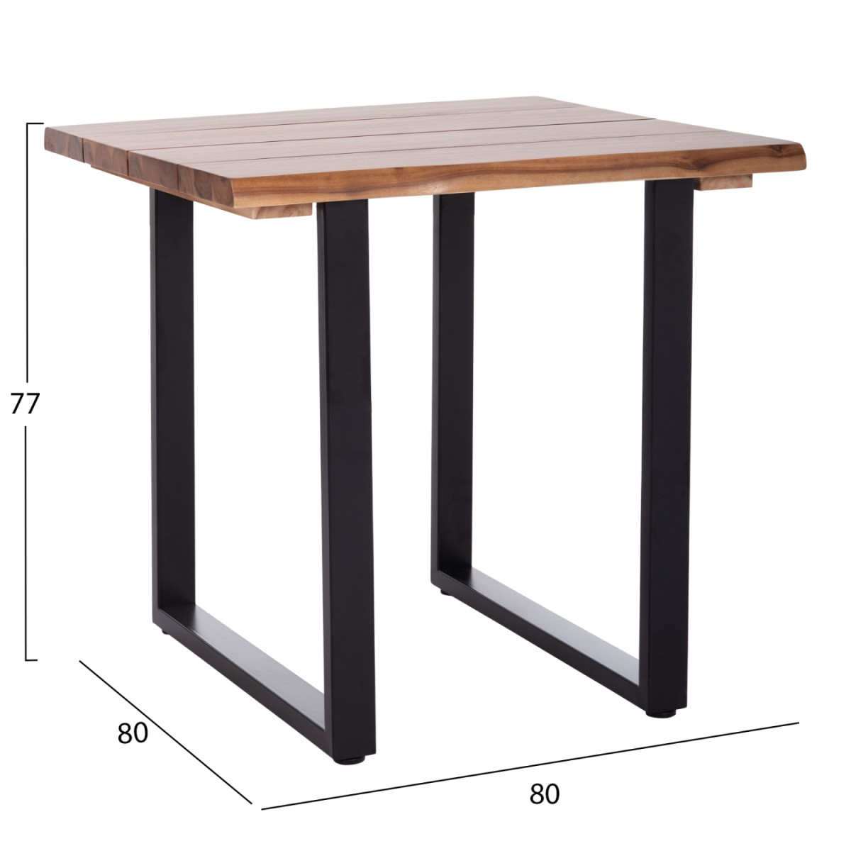 ΤΡΑΠΕΖΙ ΤΡΑΠΕΖΑΡΙΑΣ FRIGGO HM6294.01 ΞΥΛΟ ΑΚΑΚΙΑΣ 3,5εκ πάχος--ΠΟΔΙΑ ΜΕΤΑΛΛΙΚΑ 80x80x77Υεκ.