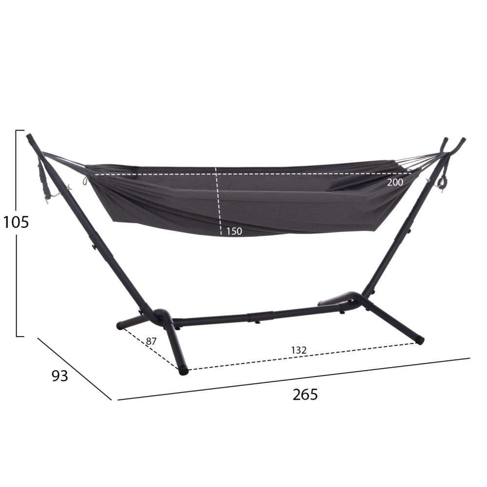 ΑΙΩΡΑ CRAVE HM6304.01 ΑΝΘΡΑΚΙ ΜΕΤΑΛΛΙΚΟΣ ΣΚΕΛΕΤΟΣ-ΣΚΟΥΡΟ ΓΚΡΙ ΥΦΑΣΜΑ 265x93x105Υεκ