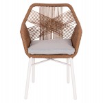 ΠΟΛΥΘΡΟΝΑ TOPIN HM6048.11 ΑΛΟΥΜΙΝΙΟ ΛΕΥΚΟ-P.E. RATTAN ΜΠΕΖ 59x63x81Υεκ