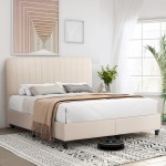 ΚΡEΒΑΤΙ ΔΙΠΛΟ LUTHER HM717 ΜΠΕΖ ΥΦΑΣΜΑ ΓΙΑ ΣΤΡΩΜΑ 160x200εκ.