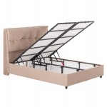 ΚΡEΒΑΤΙ ΜΕ ΑΠΟΘΗΚΕΥΤΙΚΟ ΧΩΡΟ DREAMLET HM716 ΜΠΕΖ ΒΕΛΟΥΔΟ- ΓΙΑ ΣΤΡΩΜΑ 160x200εκ.