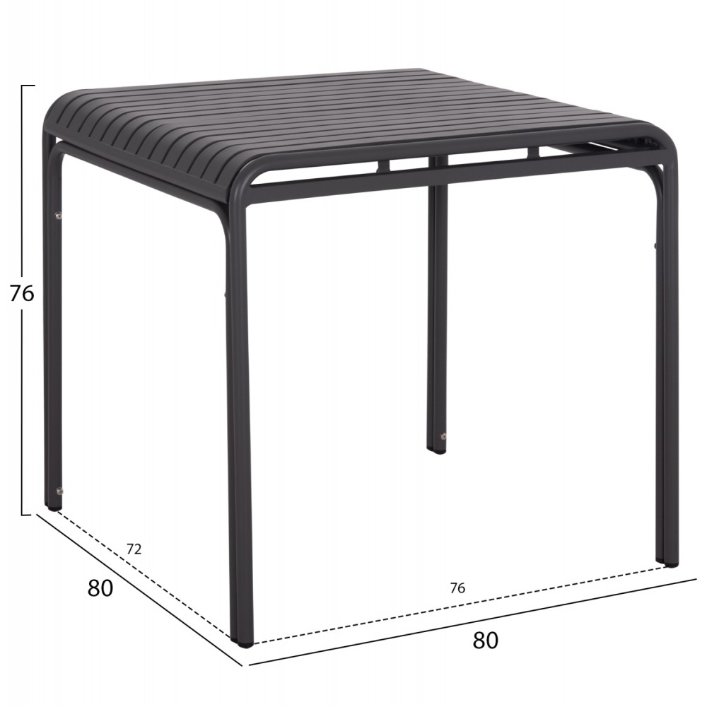 ΤΡΑΠΕΖΙ ΤΕΤΡΑΓΩΝΟ ΑΛΟΥΜΙΝΙΟΥ RACHEL HM6338.01 ΓΚΡΙ 80x80x76Υεκ.