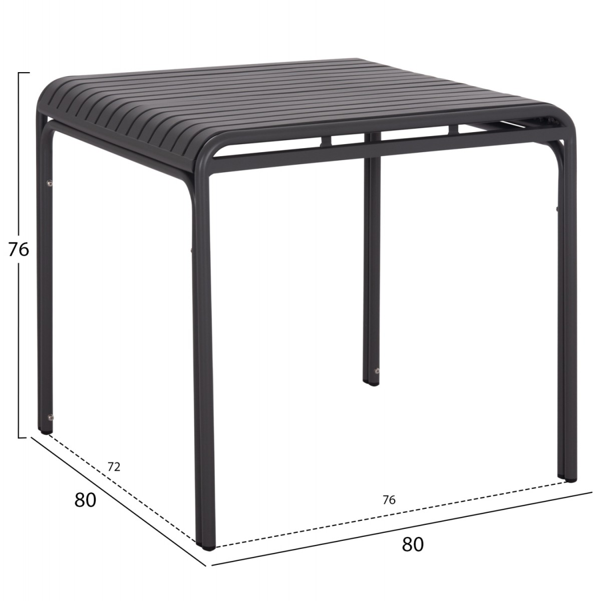 ΤΡΑΠΕΖΙ ΤΕΤΡΑΓΩΝΟ ΑΛΟΥΜΙΝΙΟΥ RACHEL HM6338.01 ΓΚΡΙ 80x80x76Υεκ.