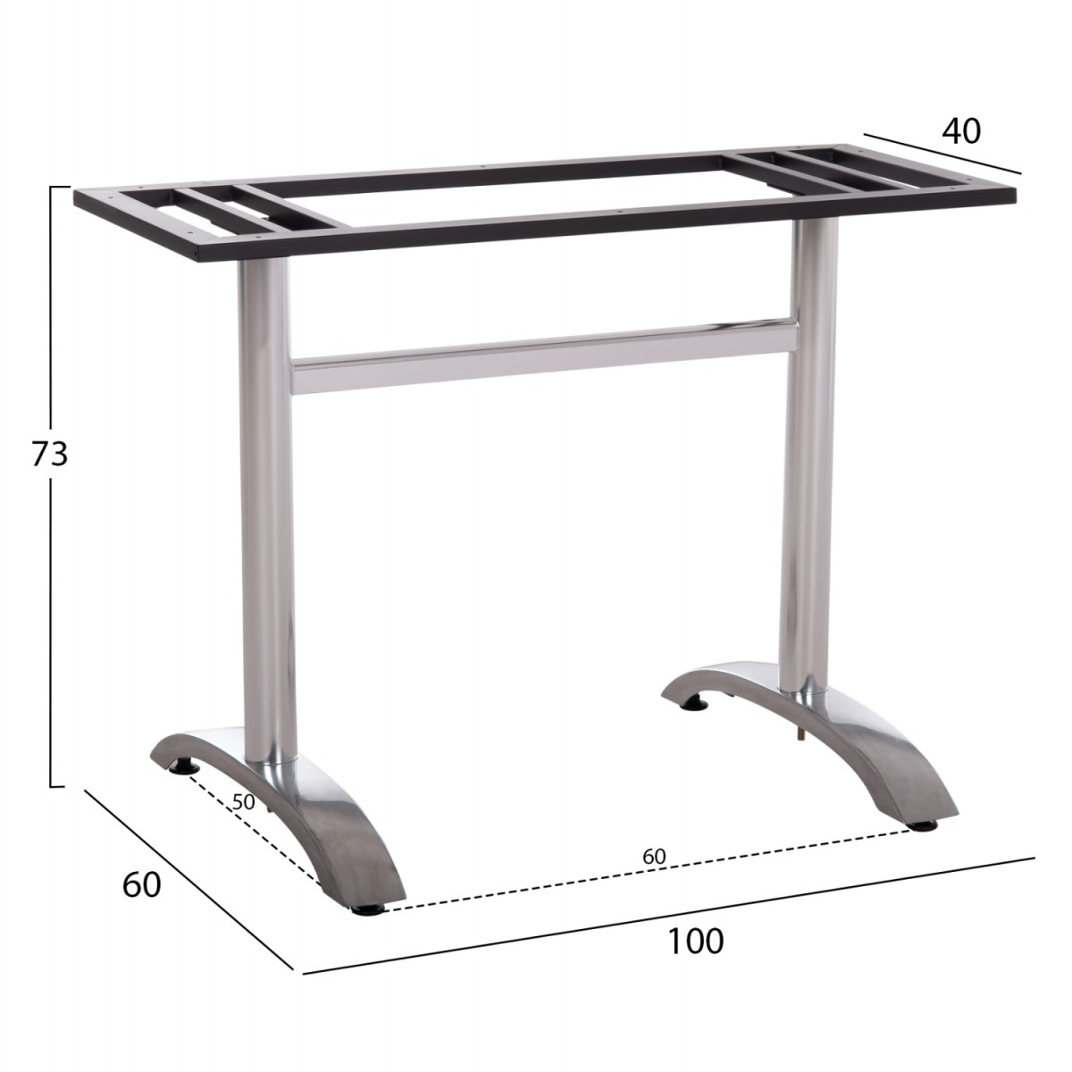 ΒΑΣΗ ΤΡΑΠΕΖΙΟΥ ΜΕΤΑΛΛΙΚΗ ΔΙΠΛΗ HM461.13 ΧΡΩΜΙΟΥ ΜΕ ΡΕΓΟΥΛΑΤΟΡΟΥΣ 100x60x73Υεκ.