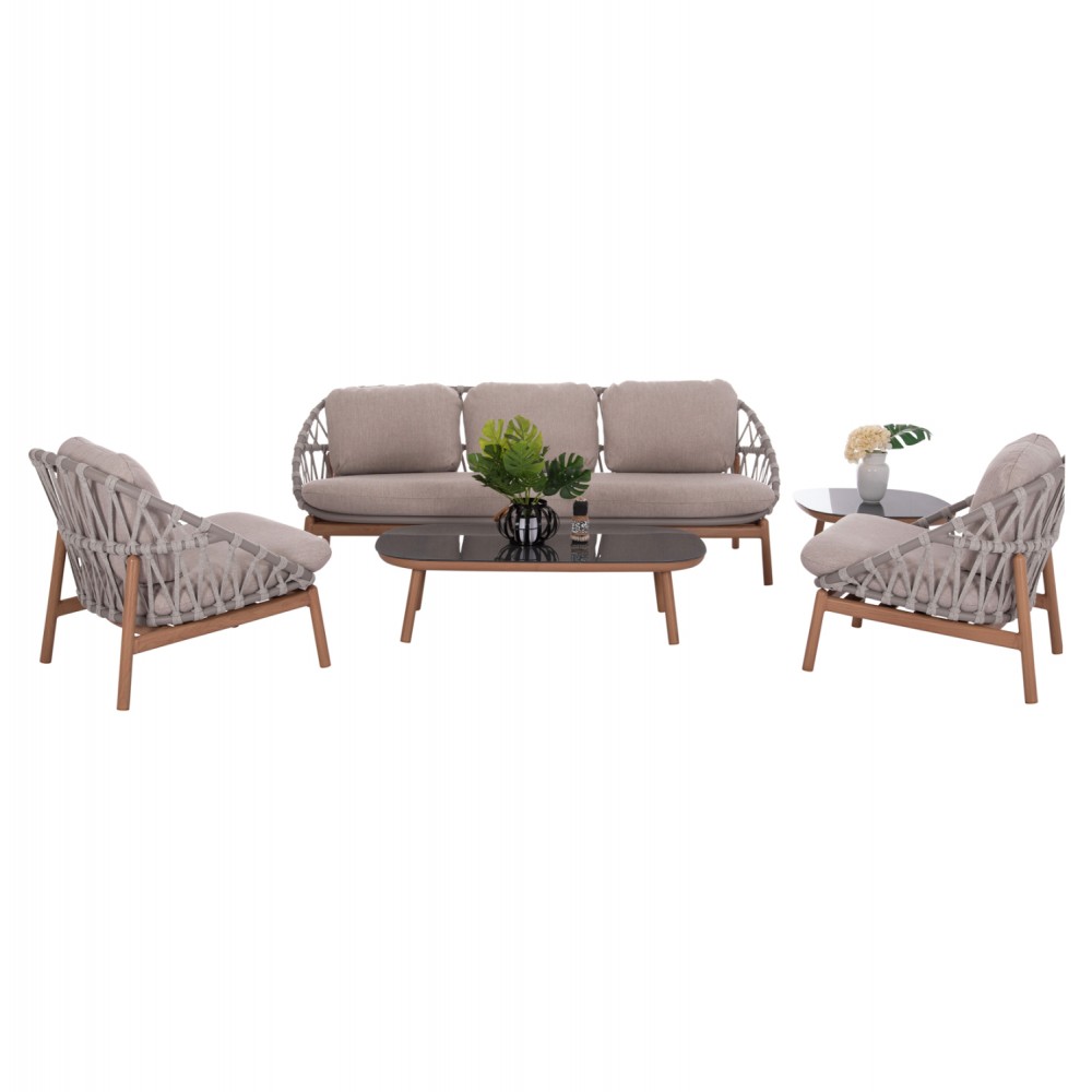 ΣΕΤ ΣΑΛΟΝΙ ΕΞ.ΧΩΡΟΥ 5ΤΜΧ KROM HM6360.02 ΑΛΟΥΜΙΝΙΟ--ΣΧΟΙΝΙ STRAP--3D PRINTED ΓΥΑΛΙ