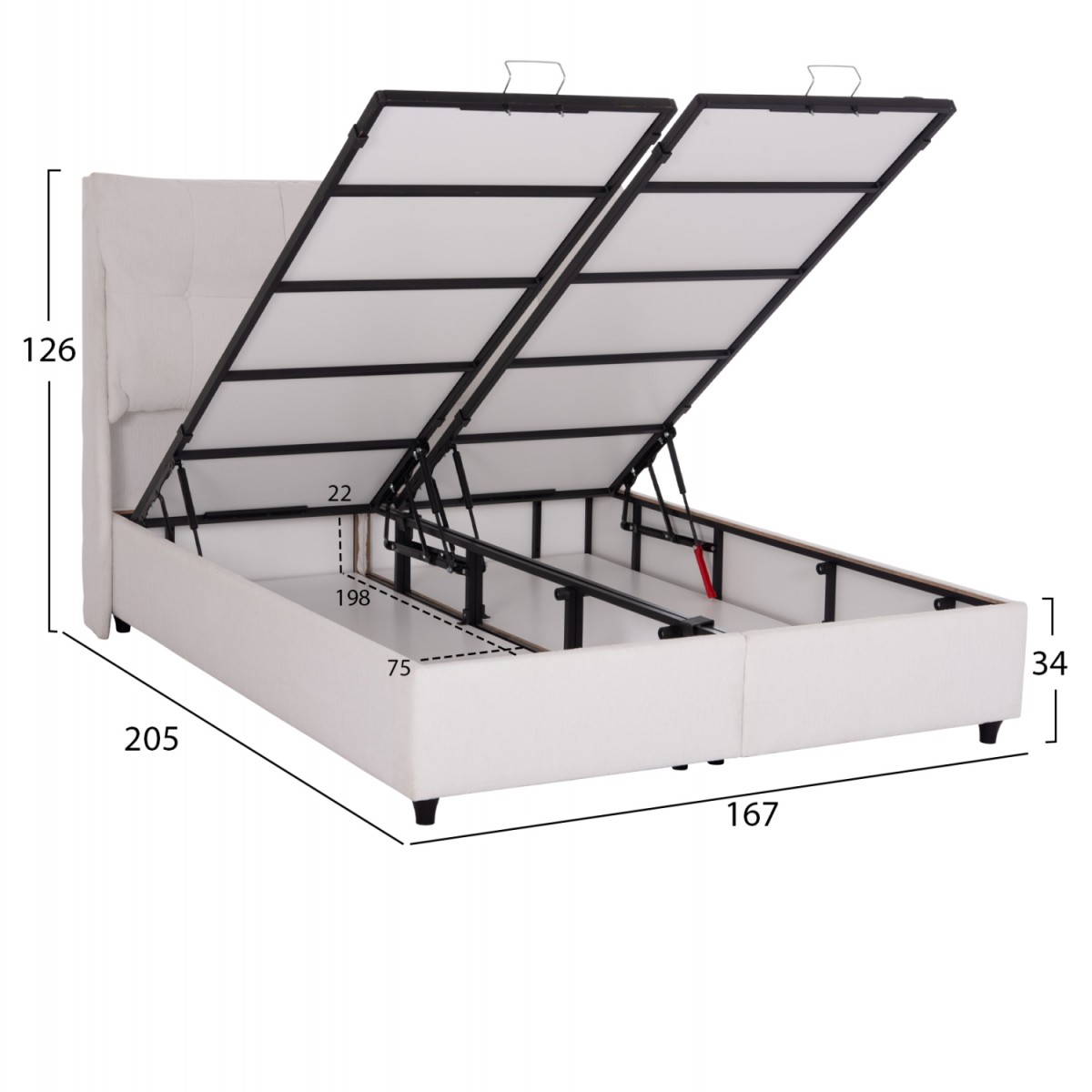 ΚΡEΒΑΤΙ ΜΕ ΑΠΟΘΗΚΕΥΤΙΚΟ ΧΩΡΟ DREAMLET HM716.03 ΛΕΥΚΟ TEDDY ΥΦΑΣΜΑ- ΓΙΑ ΣΤΡΩΜΑ 160x200εκ.