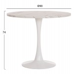 ΤΡΑΠΕΖΙ ΤΡΑΠΕΖΑΡΙΑΣ ROLLO HM9421.11 ΣΤΡΟΓΓΥΛΟ WHITE MARBLE Φ90x74Υεκ.