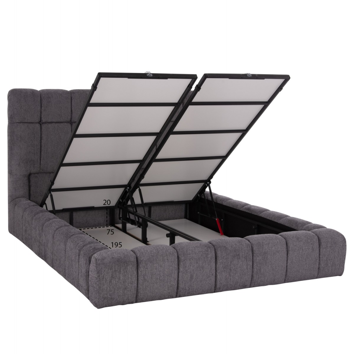 ΚΡΕΒΑΤΙ RAMON ΜΕ ΑΠΟΘ. ΧΩΡΟ HM720.22 ΥΦΑΣΜΑ TEDDY ΓΚΡΙ-ΓΙΑ ΣΤΡΩΜΑ 160x200εκ