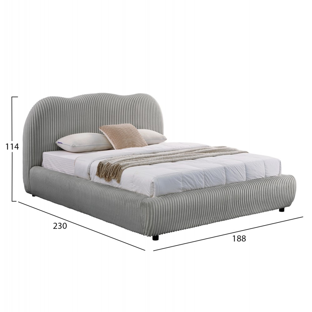 ΚΡΕΒΑΤΙ ΜΕ ΑΠΟΘ.ΧΩΡΟ KALLY HM729.01 ΓΚΡΙ FEAUX FUR ΥΦΑΣΜΑ--ΓΙΑ ΣΤΡΩΜΑ 160x200εκ