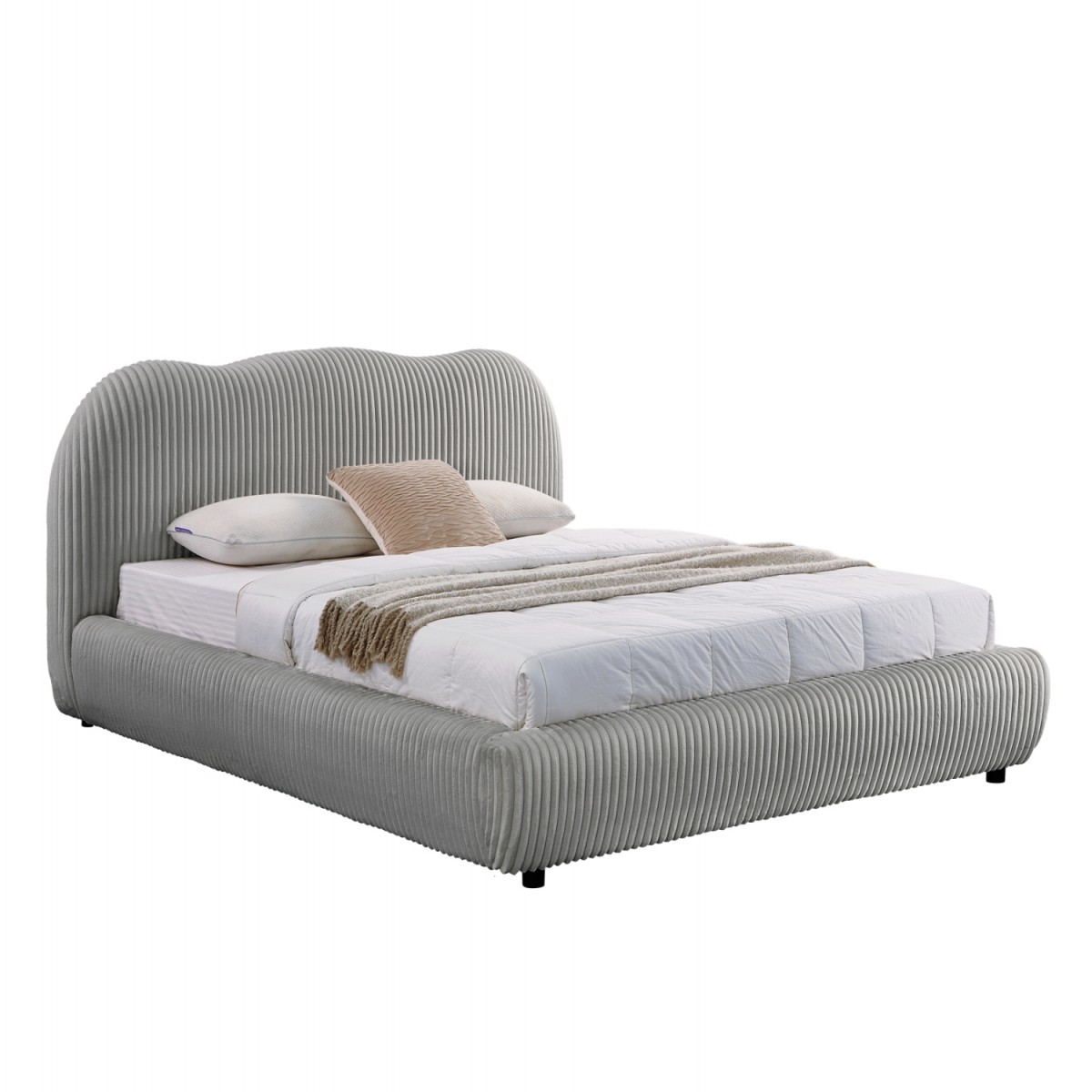 ΚΡΕΒΑΤΙ ΜΕ ΑΠΟΘ.ΧΩΡΟ KALLY HM729.01 ΓΚΡΙ FEAUX FUR ΥΦΑΣΜΑ--ΓΙΑ ΣΤΡΩΜΑ 160x200εκ