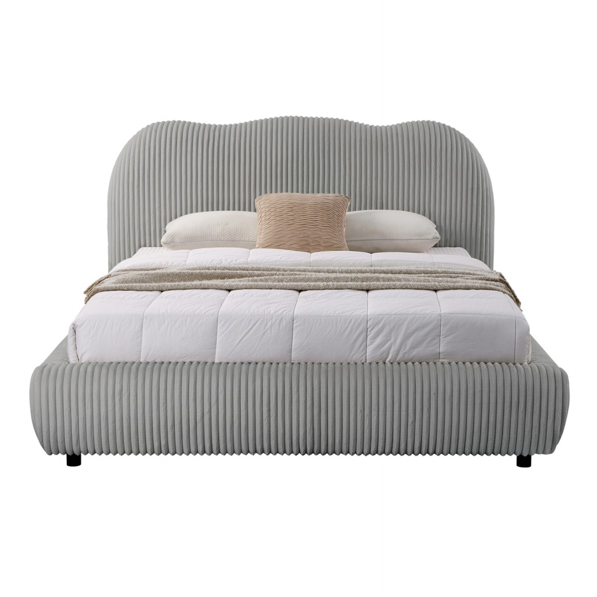 ΚΡΕΒΑΤΙ ΜΕ ΑΠΟΘ.ΧΩΡΟ KALLY HM729.01 ΓΚΡΙ FEAUX FUR ΥΦΑΣΜΑ--ΓΙΑ ΣΤΡΩΜΑ 160x200εκ