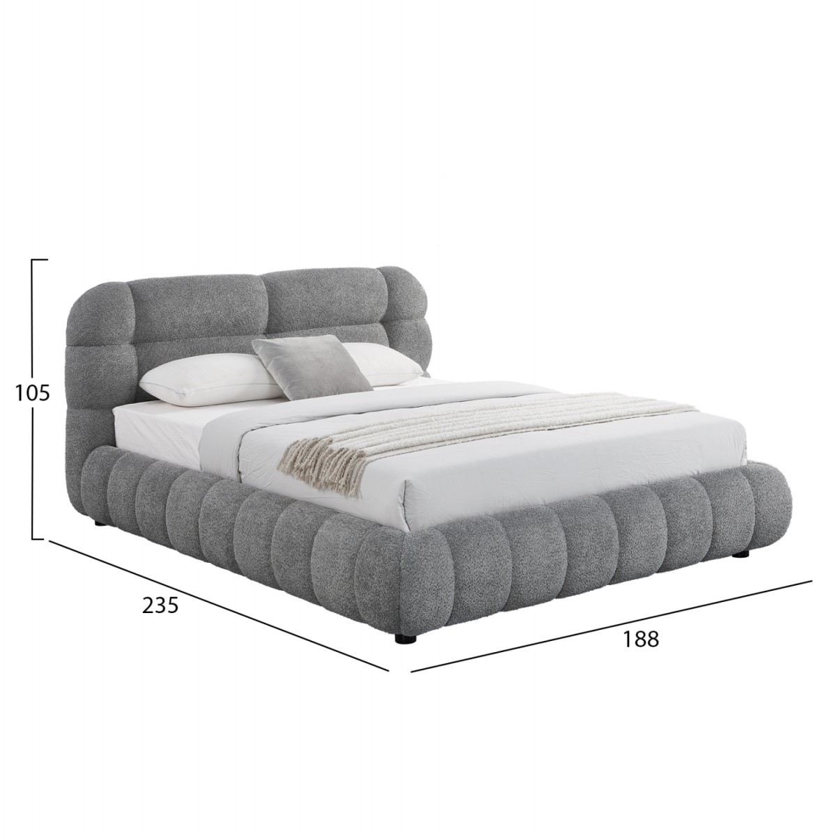 ΚΡΕΒΑΤΙ ΜΕ ΑΠΟΘ.ΧΩΡΟ MOLEN HM730.01 ΓΚΡΙ ΜΠΟΥΚΛΕ ΥΦΑΣΜΑ--ΓΙΑ ΣΤΡΩΜΑ 160x200εκ