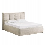 ΚΡΕΒΑΤΙ ΔΙΠΛΟ SANDRA HM732.03 ΜΠΕΖ ΥΦΑΣΜΑ & ΑΠΟΘΗΚΕΥΤΙΚΟΣ ΧΩΡΟΣ ΓΙΑ  ΣΤΡΩΜΑ 160x200εκ