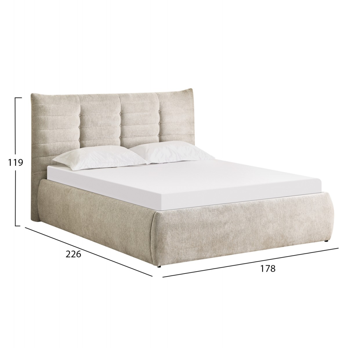 ΚΡΕΒΑΤΙ ΔΙΠΛΟ SANDRA HM732.03 ΜΠΕΖ ΥΦΑΣΜΑ & ΑΠΟΘΗΚΕΥΤΙΚΟΣ ΧΩΡΟΣ ΓΙΑ  ΣΤΡΩΜΑ 160x200εκ