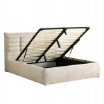 ΚΡΕΒΑΤΙ ΔΙΠΛΟ SANDRA HM732.03 ΜΠΕΖ ΥΦΑΣΜΑ & ΑΠΟΘΗΚΕΥΤΙΚΟΣ ΧΩΡΟΣ ΓΙΑ  ΣΤΡΩΜΑ 160x200εκ