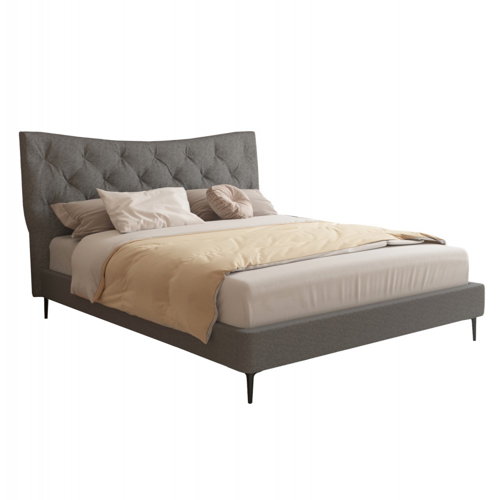 ΚΡΕΒΑΤΙ ΔΙΠΛΟ JILL HM737.01 ΥΦΑΣΜΑ ΣΕ ΓΚΡΙ--ΓΙΑ ΣΤΡΩΜΑ 160x200εκ.