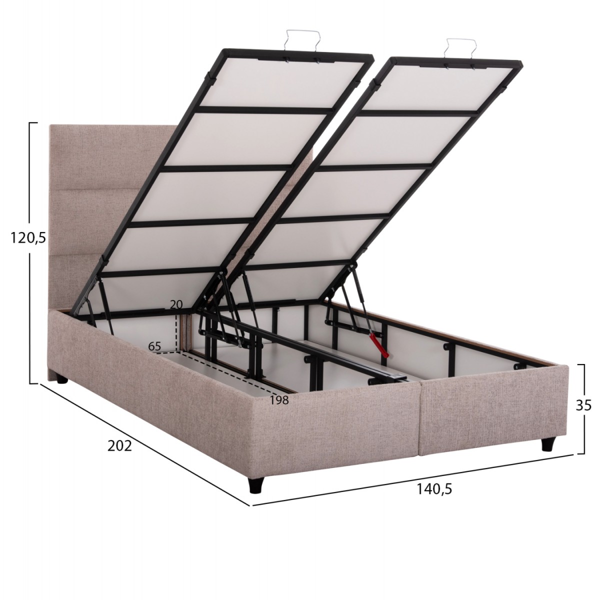 ΚΡΕΒΑΤΙ MILO ΜΕ ΑΠΟΘ.ΧΩΡΟ HM738.22 ΜΠΕΖ TEDDY ΥΦΑΣΜΑ ΓΙΑ ΣΤΡΩΜΑ 140x200εκ