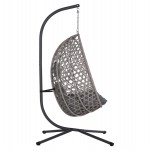 ΚΡΕΜΑΣΤΗ ΦΩΛΙΑ NESTA HM6468.01 ΓΚΡΙ ΜΕΤΑΛΛΟ & P.E.RATTAN 100x100x190Υεκ.