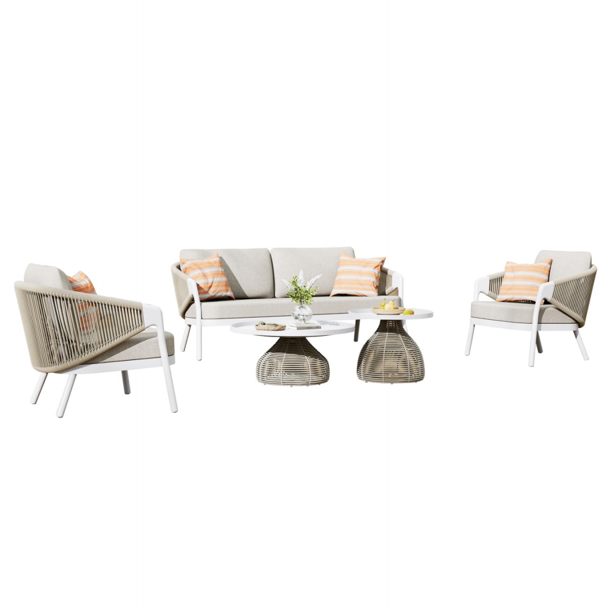 ΣΕΤ ΣΑΛΟΝΙ 5ΤΜΧ DRISCOLL ΗM6473.02 ΚΡΕΜ ΑΛΟΥΜΙΝΙΟ--ΜΠΕΖ ΣΧΟΙΝΙ & OLEFIN ΥΦΑΣΜΑ