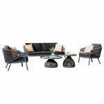 ΣΕΤ ΣΑΛΟΝΙ 5ΤΜΧ DRISCOLL ΗM6473.01 ΣΚΟΥΡΟ ΓΚΡΙ ΑΛΟΥΜΙΝΙΟ-ΣΧΟΙΝΙ-OLEFIN ΥΦΑΣΜΑ