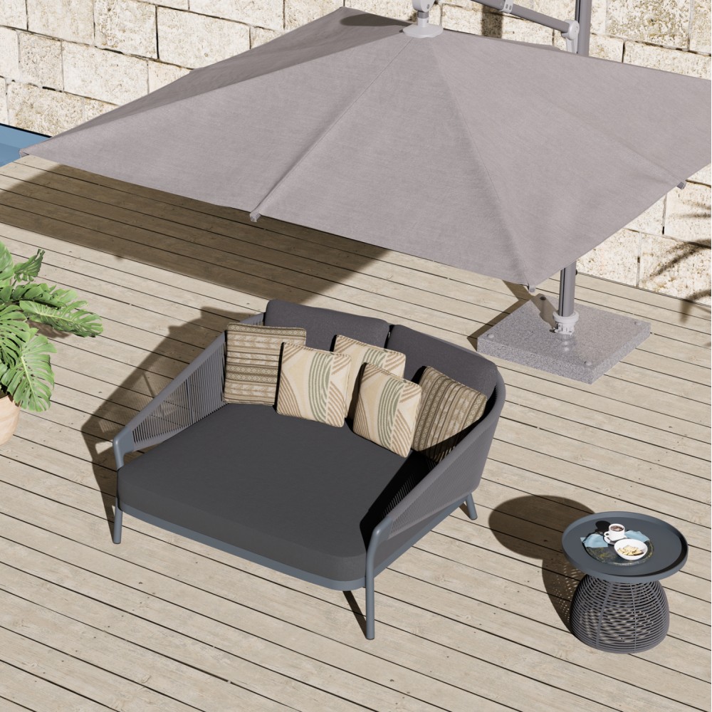 DAYBED ΣΕΙΡΑ XANTION ΗM6474.01 ΣΚΟΥΡΟ ΓΚΡΙ ΑΛΟΥΜΙΝΙΟ-ΣΧΟΙΝΙ-OLEFIN 157x149x80Υεκ