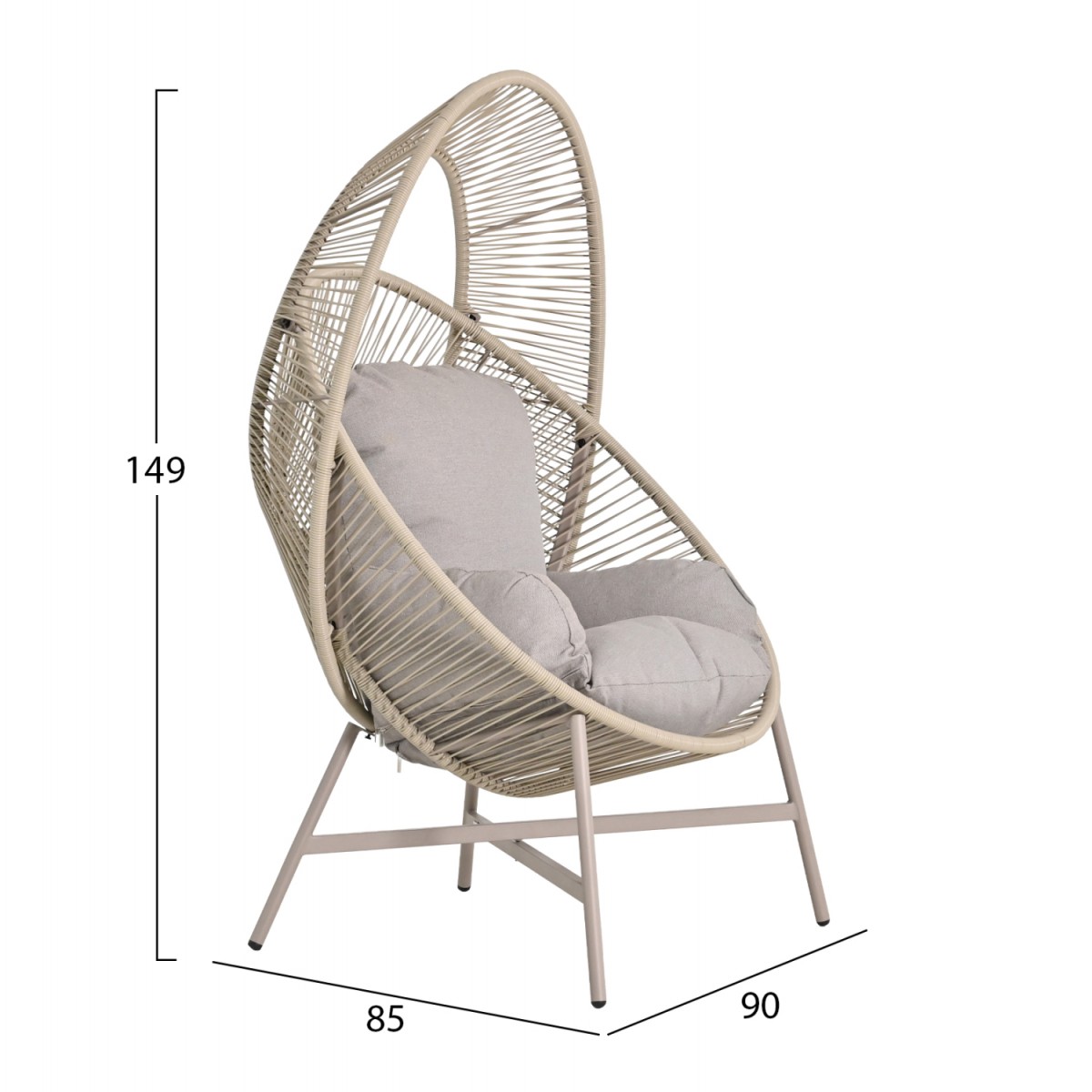ΠΟΛΥΘΡΟΝΑ-ΦΩΛΙΑ RULER HM6506.02 ΜΟΚΑ ΜΕΤΑΛΛΟ-P.E.RATTAN--ΓΚΡΙ ΜΑΞΙΛΑΡΙΑ 90x85x149Υεκ