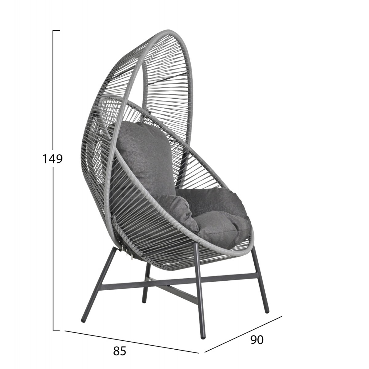 ΠΟΛΥΘΡΟΝΑ-ΦΩΛΙΑ RULER HM6506.01 ΓΚΡΙ ΜΕΤΑΛΛΟ-P.E.RATTAN-ΜΑΞΙΛΑΡΙΑ 90x85x149Υεκ