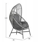 ΠΟΛΥΘΡΟΝΑ-ΦΩΛΙΑ RULER HM6506.01 ΓΚΡΙ ΜΕΤΑΛΛΟ-P.E.RATTAN-ΜΑΞΙΛΑΡΙΑ 90x85x149Υεκ