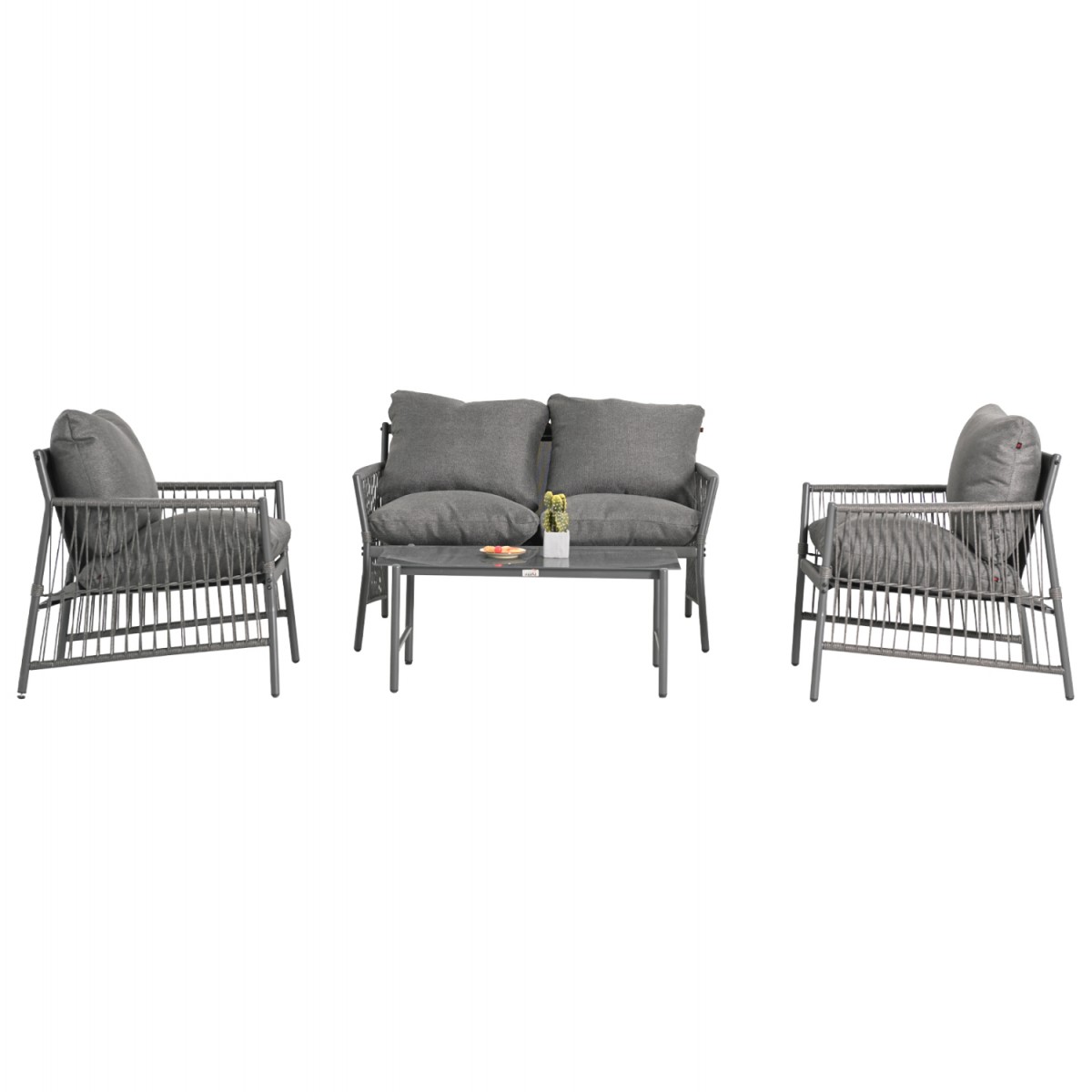 ΣΕΤ ΣΑΛΟΝΙ ΕΞ.ΧΩΡΟΥ 4 ΘΕΣΕΩΝ DEANDRA HM6507.01 ΜΕΤΑΛΛΟ & ΜΑΞΙΛΑΡΙΑ ΣΕ ΓΚΡΙ