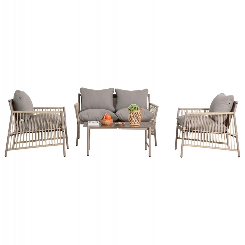 ΣΕΤ ΣΑΛΟΝΙ ΕΞ.ΧΩΡΟΥ 4 ΘΕΣΕΩΝ DEANDRA HM6507.02 ΣΑΜΠΑΝΙ ΜΕΤΑΛΛΟ--ΓΚΡΙ ΜΑΞΙΛΑΡΙΑ